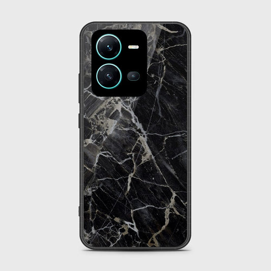 Vivo V25 5G Cover- Black Marble Series - HQ Ultra Shine Premium Infinity Glass Soft Silicon Borders Case