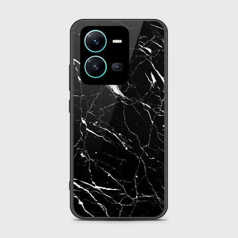 Vivo V25 5G Cover- Black Marble Series - HQ Ultra Shine Premium Infinity Glass Soft Silicon Borders Case