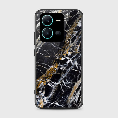 Vivo V25e Cover- Black Marble Series - HQ Ultra Shine Premium Infinity Glass Soft Silicon Borders Case