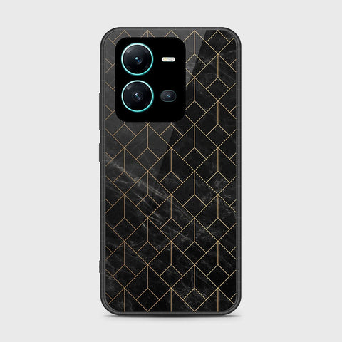 Vivo V25 5G Cover- Black Marble Series - HQ Ultra Shine Premium Infinity Glass Soft Silicon Borders Case