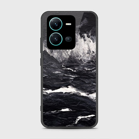 Vivo V25e Cover- Black Marble Series - HQ Ultra Shine Premium Infinity Glass Soft Silicon Borders Case
