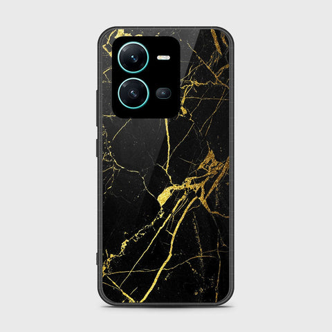 Vivo V25e Cover- Black Marble Series - HQ Ultra Shine Premium Infinity Glass Soft Silicon Borders Case