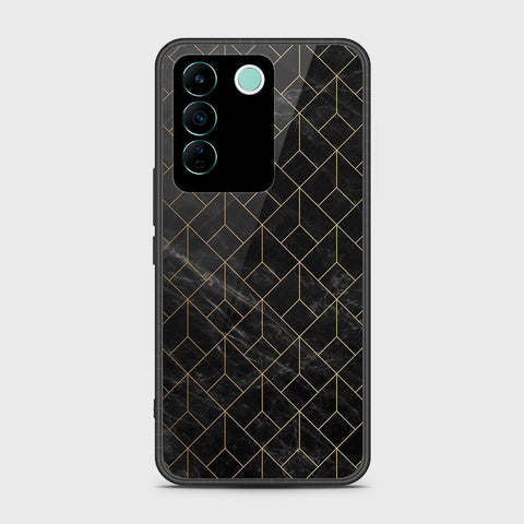 Vivo V27e Cover- Black Marble Series - HQ Ultra Shine Premium Infinity Glass Soft Silicon Borders Case