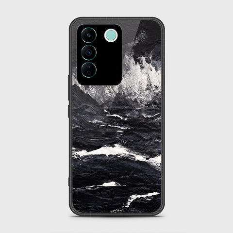 Vivo V27e Cover- Black Marble Series - HQ Ultra Shine Premium Infinity Glass Soft Silicon Borders Case