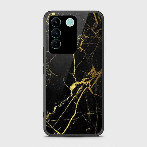 Vivo V27e Cover- Black Marble Series - HQ Ultra Shine Premium Infinity Glass Soft Silicon Borders Case