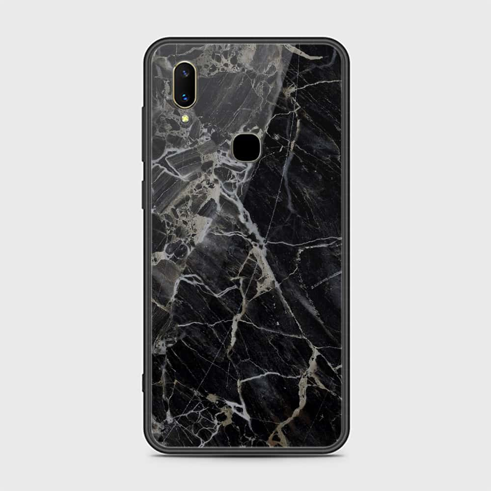 Vivo V11i Cover- Black Marble Series - HQ Ultra Shine Premium Infinity Glass Soft Silicon Borders Case