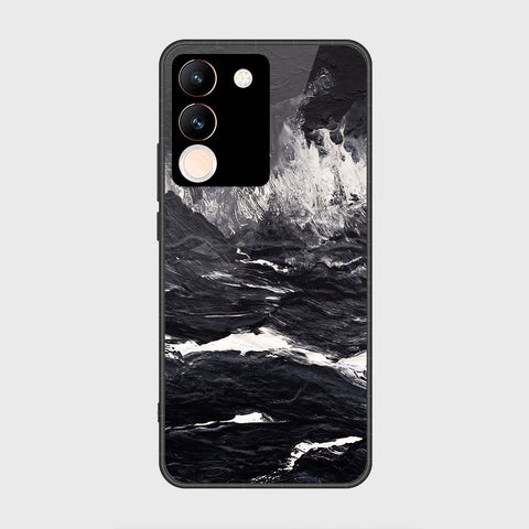 vivo V29e Cover- Black Marble Series - HQ Ultra Shine Premium Infinity Glass Soft Silicon Borders Case