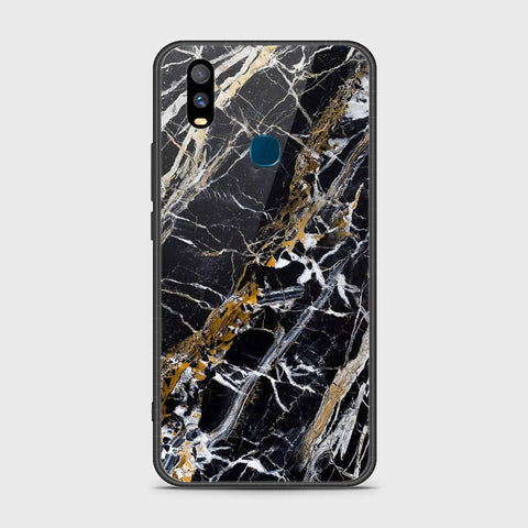 Vivo Y11 2019 Cover- Black Marble Series - HQ Ultra Shine Premium Infinity Glass Soft Silicon Borders Case