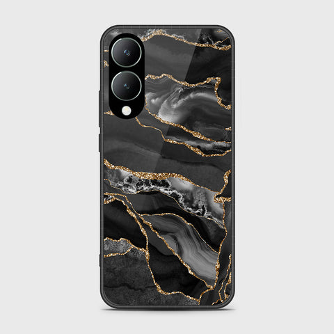 Vivo Y17s Cover- Black Marble Series - HQ Ultra Shine Premium Infinity Glass Soft Silicon Borders Case