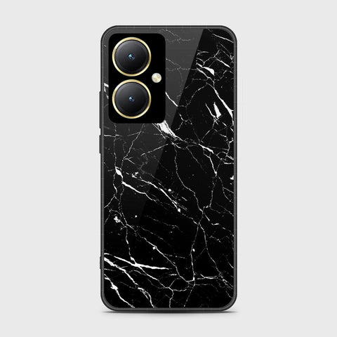 Vivo Y35m Plus Cover- Black Marble Series - HQ Ultra Shine Premium Infinity Glass Soft Silicon Borders Case