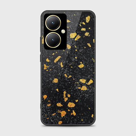 Vivo Y35m Plus Cover- Black Marble Series - HQ Ultra Shine Premium Infinity Glass Soft Silicon Borders Case