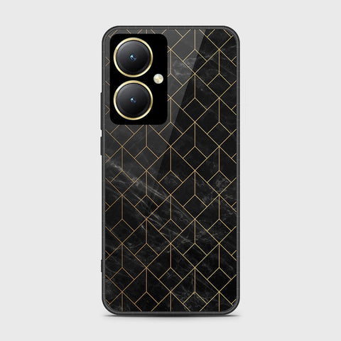 Vivo Y35m Plus Cover- Black Marble Series - HQ Ultra Shine Premium Infinity Glass Soft Silicon Borders Case