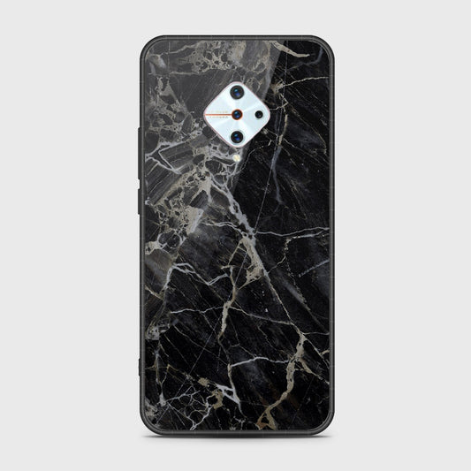 Vivo Y9s Cover- Black Marble Series - HQ Ultra Shine Premium Infinity Glass Soft Silicon Borders Case