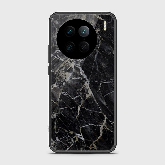 Vivo X90 Pro Cover - Black Marble Series - HQ Ultra Shine Premium Infinity Glass Soft Silicon Borders Case