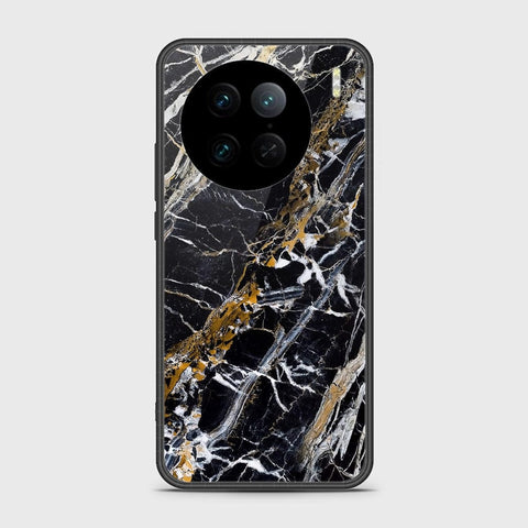 Vivo X90 Pro Cover - Black Marble Series - HQ Ultra Shine Premium Infinity Glass Soft Silicon Borders Case