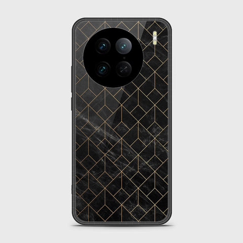 Vivo X90 Pro Cover - Black Marble Series - HQ Ultra Shine Premium Infinity Glass Soft Silicon Borders Case