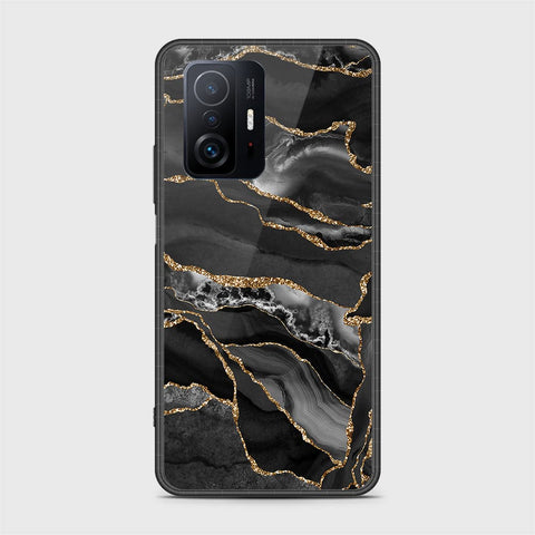 Xiaomi 11T Cover- Black Marble Series - HQ Ultra Shine Premium Infinity Glass Soft Silicon Borders Case