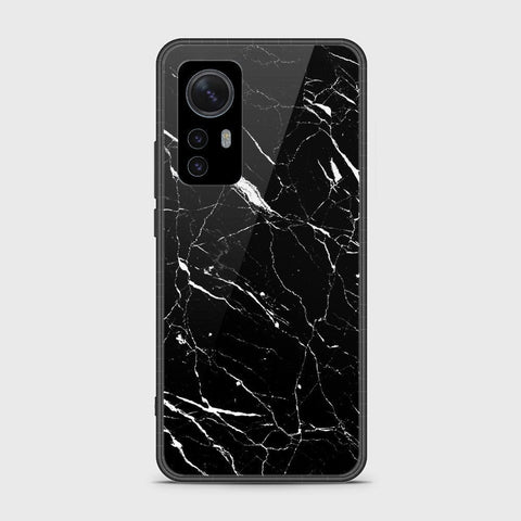 Xiaomi 12X Cover- Black Marble Series - HQ Ultra Shine Premium Infinity Glass Soft Silicon Borders Case