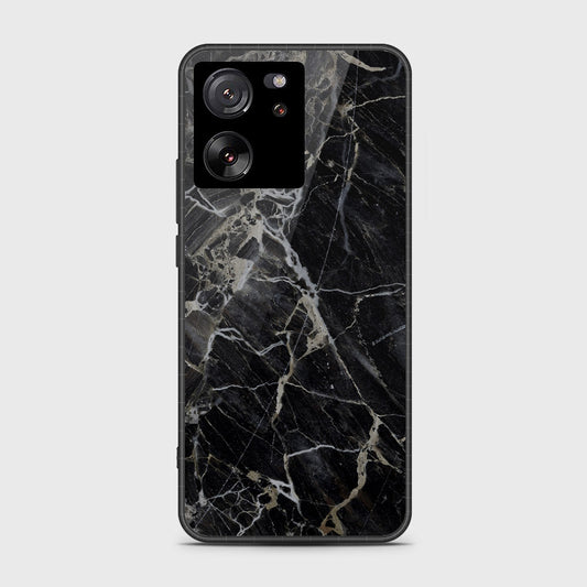 Xiaomi 13T Cover- Black Marble Series - HQ Ultra Shine Premium Infinity Glass Soft Silicon Borders Case