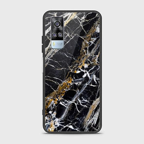 Vivo Y53s 4G Cover - Black Marble Series - HQ Ultra Shine Premium Infinity Glass Soft Silicon Borders Case