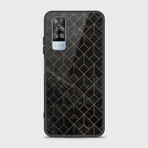 Vivo Y53s 4G Cover - Black Marble Series - HQ Ultra Shine Premium Infinity Glass Soft Silicon Borders Case