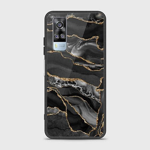 Vivo Y51 (2020 December) Cover - Black Marble Series - HQ Ultra Shine Premium Infinity Glass Soft Silicon Borders Case