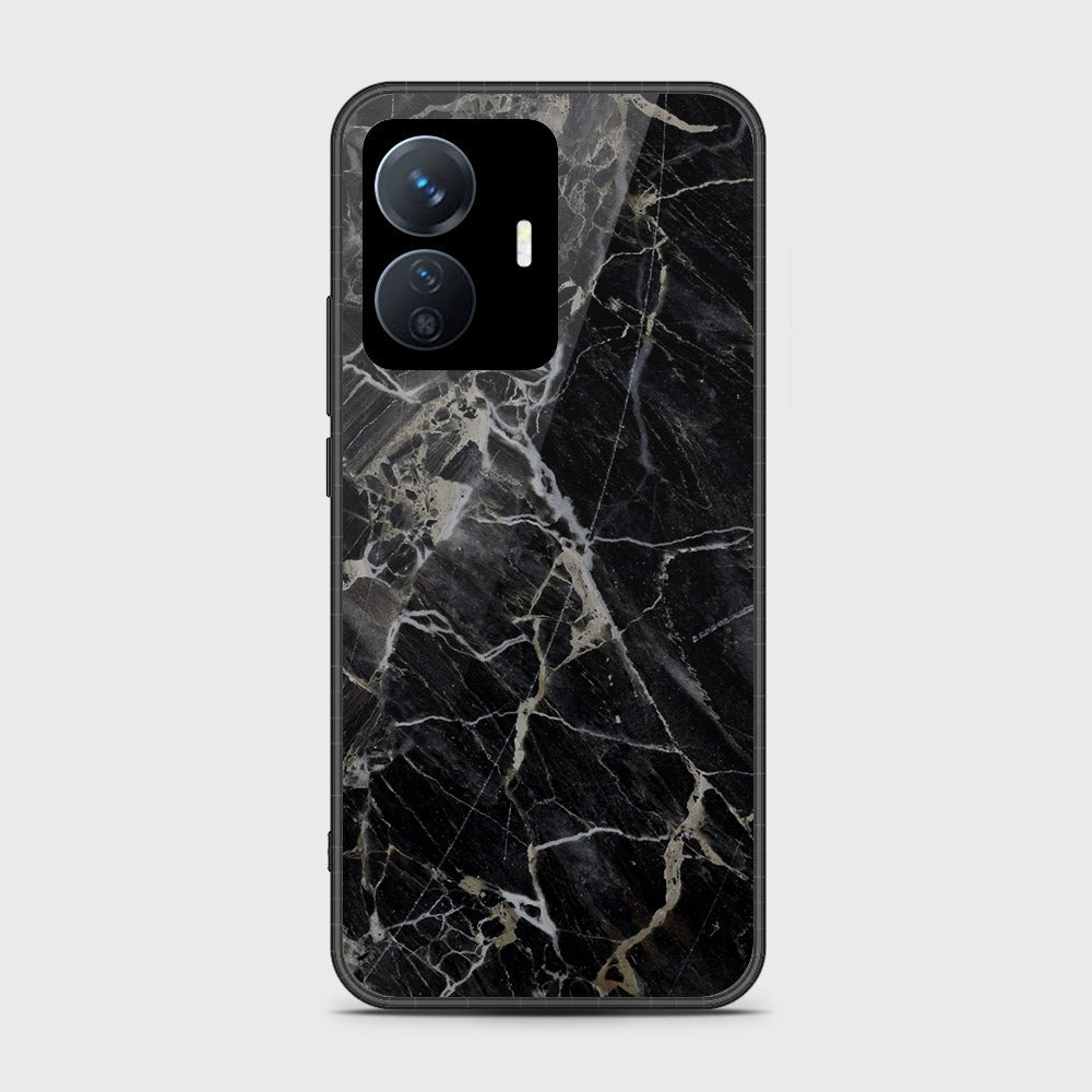 Vivo Y77e Cover- Black Marble Series - HQ Ultra Shine Premium Infinity Glass Soft Silicon Borders Case