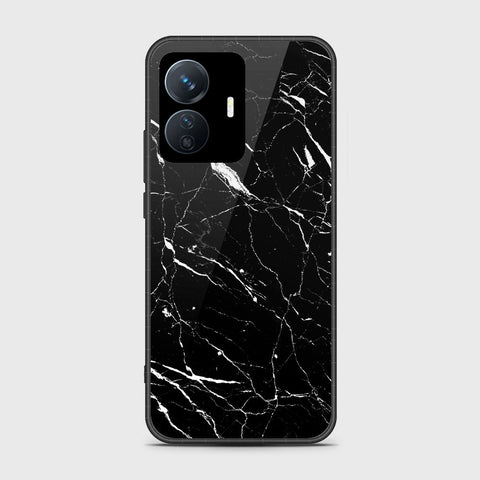 Vivo Y77e Cover- Black Marble Series - HQ Ultra Shine Premium Infinity Glass Soft Silicon Borders Case