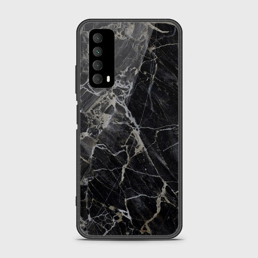Huawei Psmart 2021 Cover- Black Marble Series - HQ Ultra Shine Premium Infinity Glass Soft Silicon Borders Case