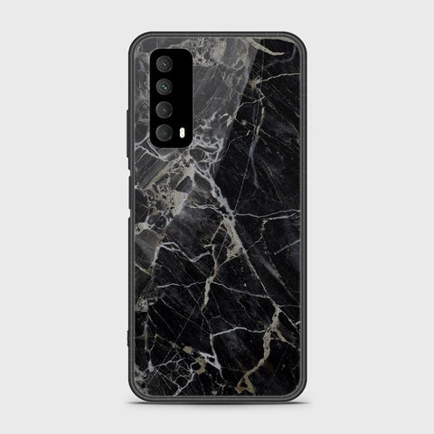 Huawei Psmart 2021 Cover- Black Marble Series - HQ Ultra Shine Premium Infinity Glass Soft Silicon Borders Case
