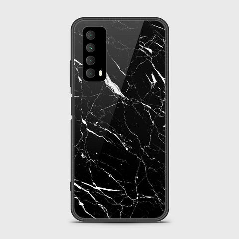 Huawei Psmart 2021 Cover- Black Marble Series - HQ Ultra Shine Premium Infinity Glass Soft Silicon Borders Case