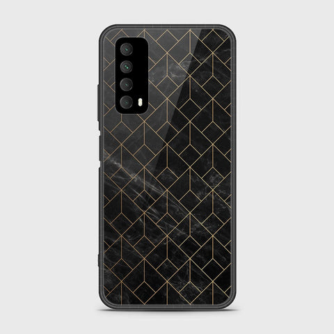 Huawei Psmart 2021 Cover- Black Marble Series - HQ Ultra Shine Premium Infinity Glass Soft Silicon Borders Case