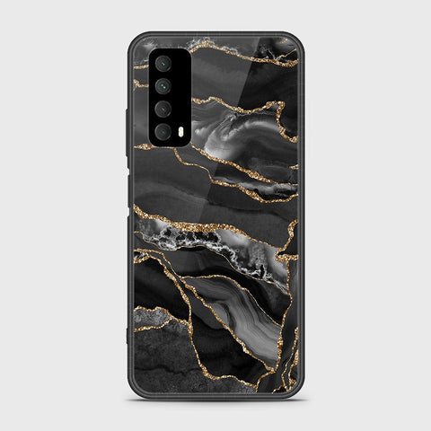Huawei Psmart 2021 Cover- Black Marble Series - HQ Ultra Shine Premium Infinity Glass Soft Silicon Borders Case
