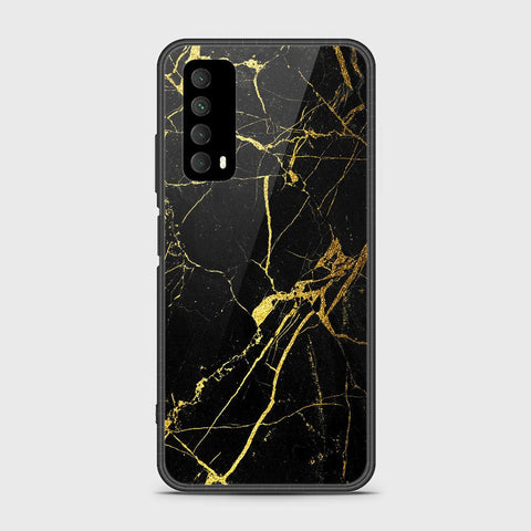 Huawei Psmart 2021 Cover- Black Marble Series - HQ Ultra Shine Premium Infinity Glass Soft Silicon Borders Case