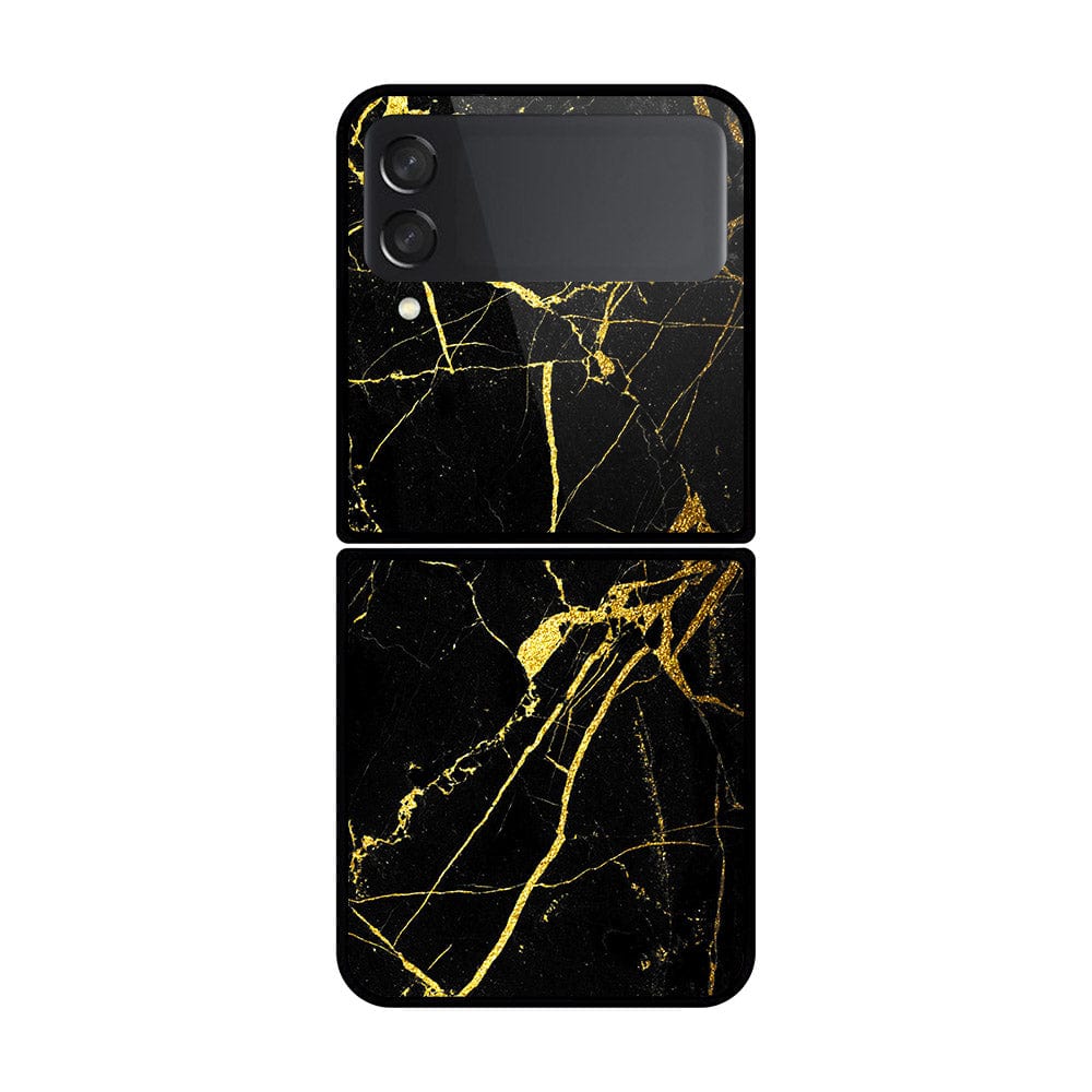 Samsung Galaxy Z Flip 3 5G/Z Flip 4 5G Cover- Black Marble Series - HQ Premium Shine Durable Shatterproof Case (Fast Delivery)