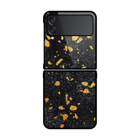 Samsung Galaxy Z Flip 4 5G Cover- Black Marble Series - HQ Premium Shine Durable Shatterproof Case - Soft Silicon Borders