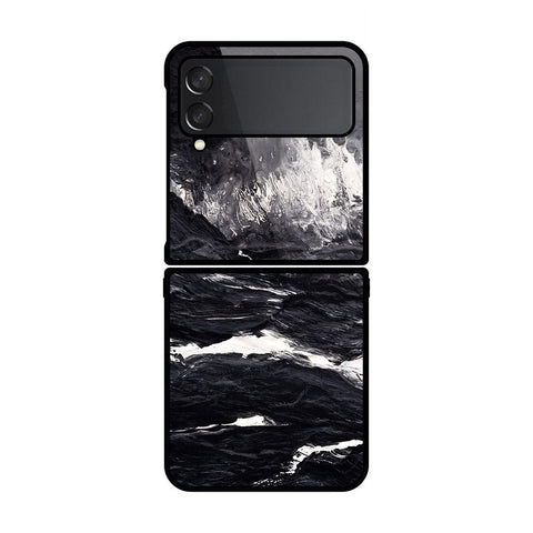 Samsung Galaxy Z Flip 4 5G Cover- Black Marble Series - HQ Premium Shine Durable Shatterproof Case - Soft Silicon Borders