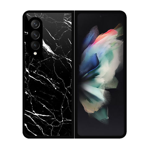 Samsung Galaxy Z Fold 3 5G Cover- Black Marble Series - HQ Premium Shine Durable Shatterproof Case - Soft Silicon Borders