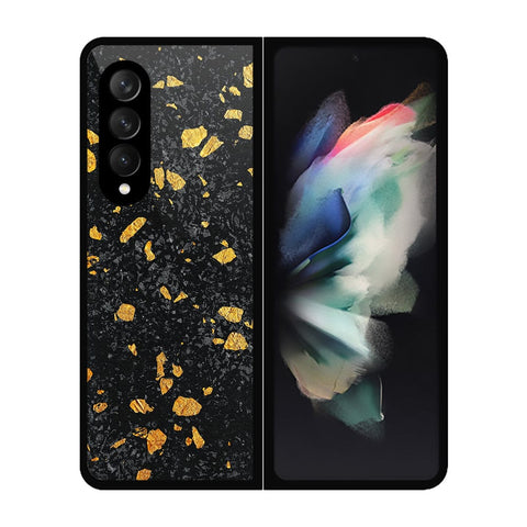 Samsung Galaxy Z Fold 3 5G Cover- Black Marble Series - HQ Premium Shine Durable Shatterproof Case - Soft Silicon Borders