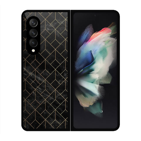 Samsung Galaxy Z Fold 3 5G Cover- Black Marble Series - HQ Premium Shine Durable Shatterproof Case - Soft Silicon Borders