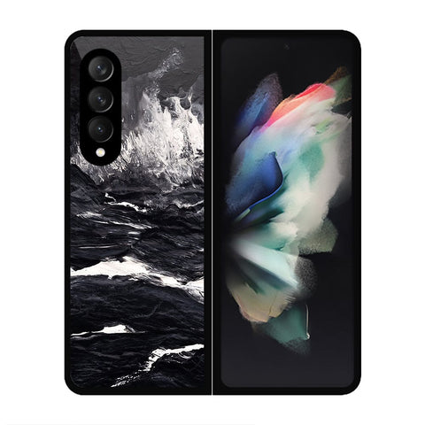 Samsung Galaxy Z Fold 3 5G Cover- Black Marble Series - HQ Premium Shine Durable Shatterproof Case - Soft Silicon Borders