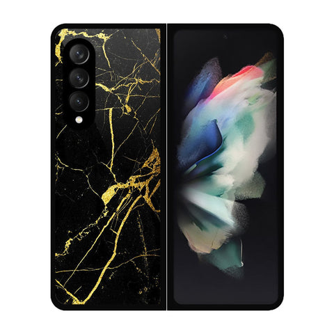 Samsung Galaxy Z Fold 3 5G Cover- Black Marble Series - HQ Premium Shine Durable Shatterproof Case - Soft Silicon Borders