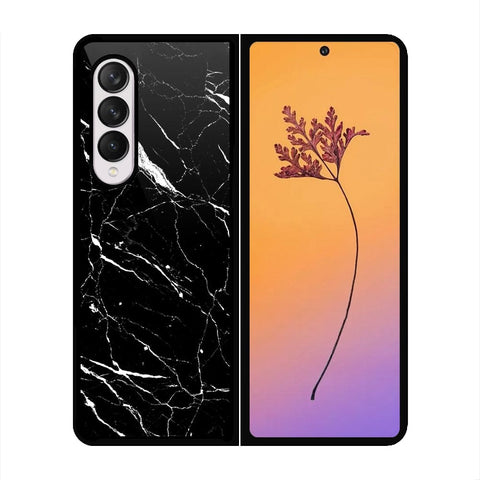 Samsung Galaxy Z Fold 4 5G Cover - Black Marble Series - HQ Premium Shine Durable Shatterproof Case - Soft Silicon Borders