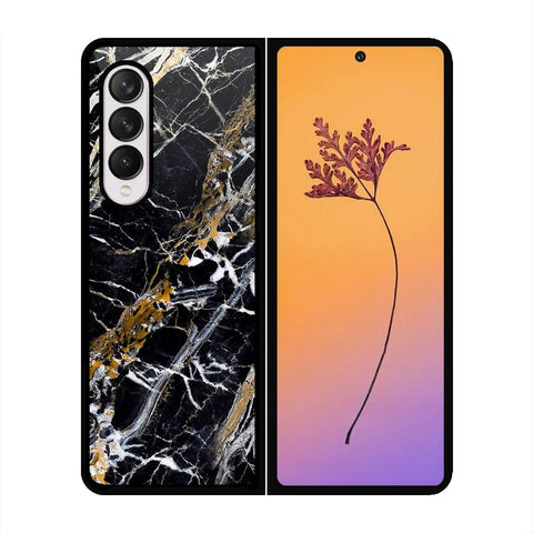 Samsung Galaxy Z Fold 4 5G Cover - Black Marble Series - HQ Premium Shine Durable Shatterproof Case - Soft Silicon Borders