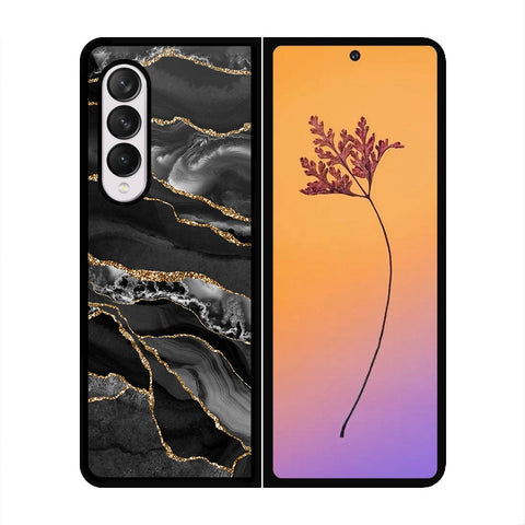 Samsung Galaxy Z Fold 4 5G Cover - Black Marble Series - HQ Premium Shine Durable Shatterproof Case - Soft Silicon Borders