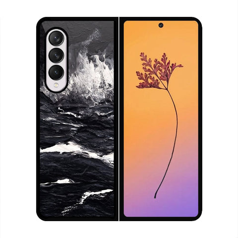 Samsung Galaxy Z Fold 4 5G Cover - Black Marble Series - HQ Premium Shine Durable Shatterproof Case - Soft Silicon Borders