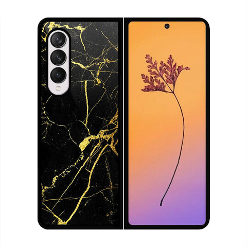 Samsung Galaxy Z Fold 4 5G Cover - Black Marble Series - HQ Premium Shine Durable Shatterproof Case - Soft Silicon Borders