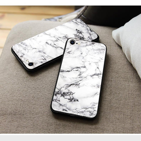 Vivo Y35m Plus Cover- White Marble Series - HQ Ultra Shine Premium Infinity Glass Soft Silicon Borders Case
