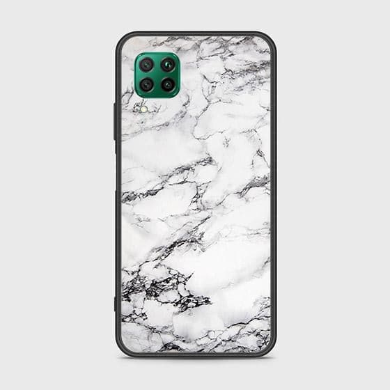 Huawei Nova 6 SE Cover - White Marble Series - HQ Ultra Shine Premium Infinity Glass Soft Silicon Borders Case