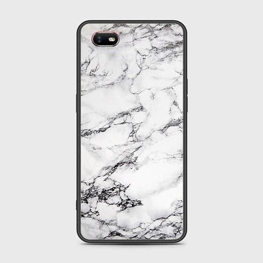 Oppo A1k Cover - White Marble Series - HQ Ultra Shine Premium Infinity Glass Soft Silicon Borders Case